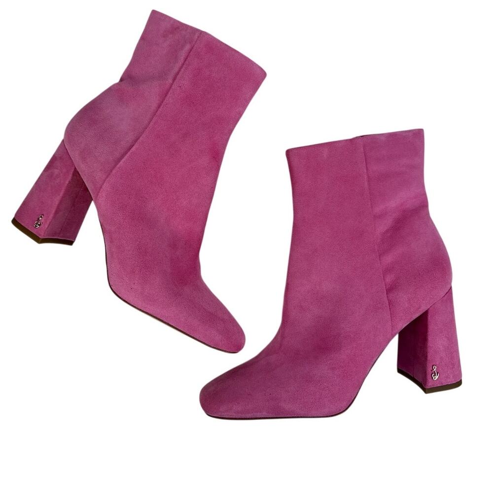 Sam Edelman Codie Suede Boot Women 8 Wide Pink Confetti‎ Square Toe Zipper